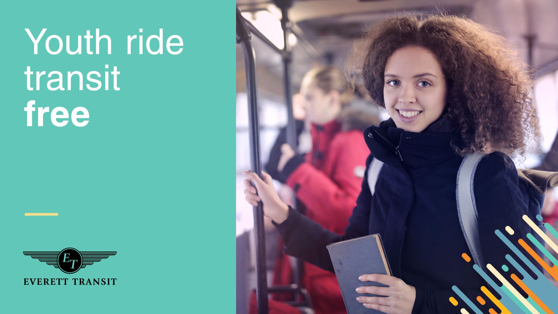 Free Youth Transit Pass [Girl on bus - Rectangle]